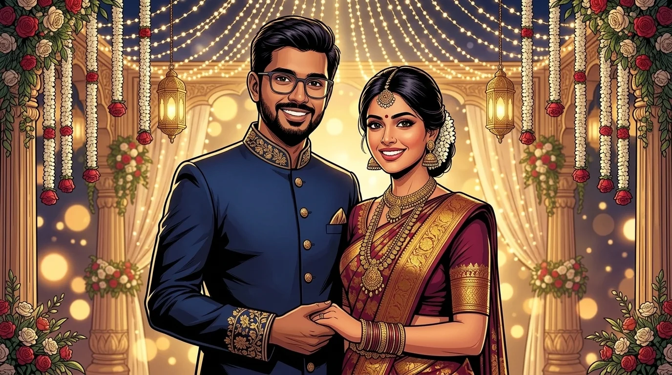 Grand evening wedding reception stage celebration
